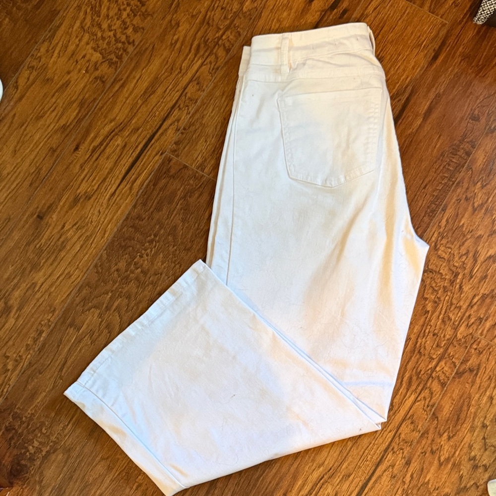 Women's White Cropped Wide Leg Jeans size 10